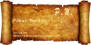 Pákai Martin névjegykártya